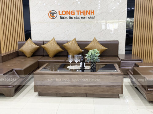 Sofa Gỗ Góc L Mẫu Chân Thuyền